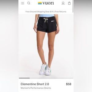 Vuori Black Clementine Shorts, Size Small